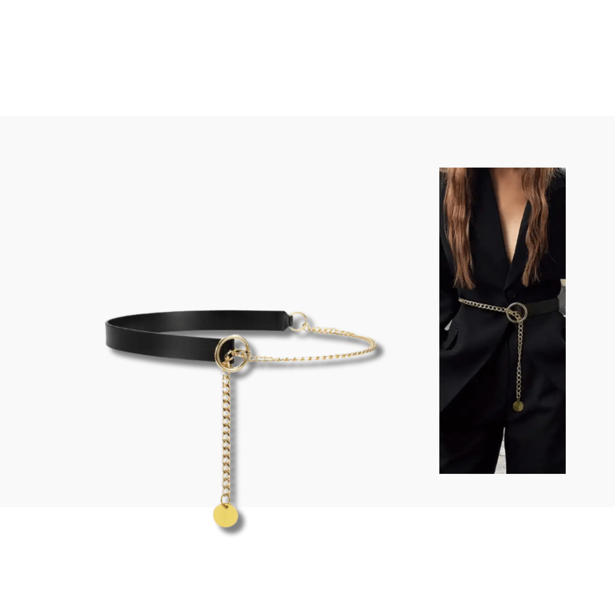 26mm | Black and Gold Chain Belt - BeltUp Leather Co.