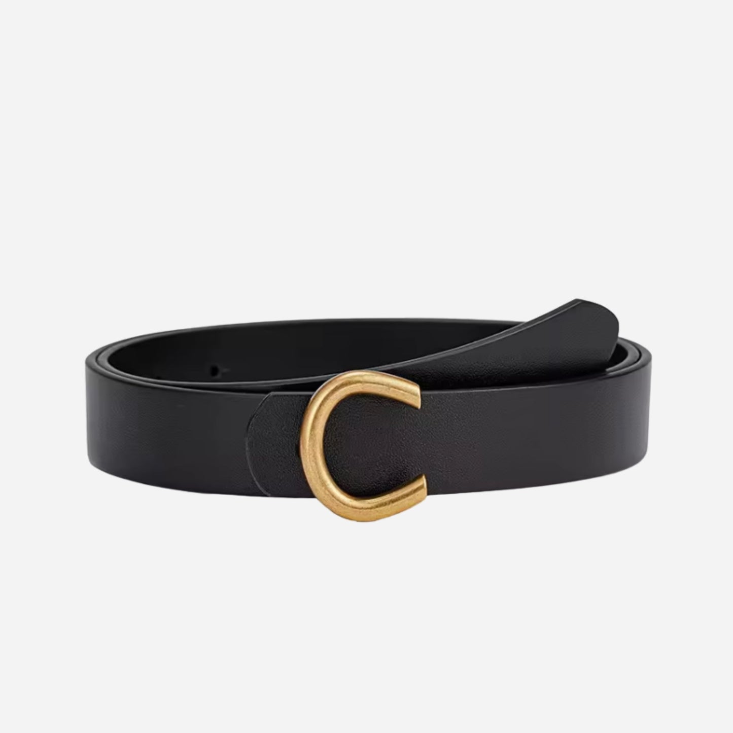 Black Ladies 28mm Top Grain Leather Belt  with an Antique Gold Buckle  - BeltUp Leather Co.