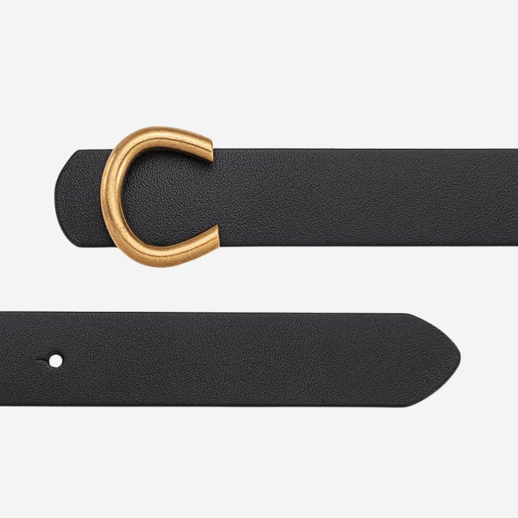 Black Ladies 28mm Top Grain Leather Belt with an Antique Gold Buckle - BeltUp Leather Co.