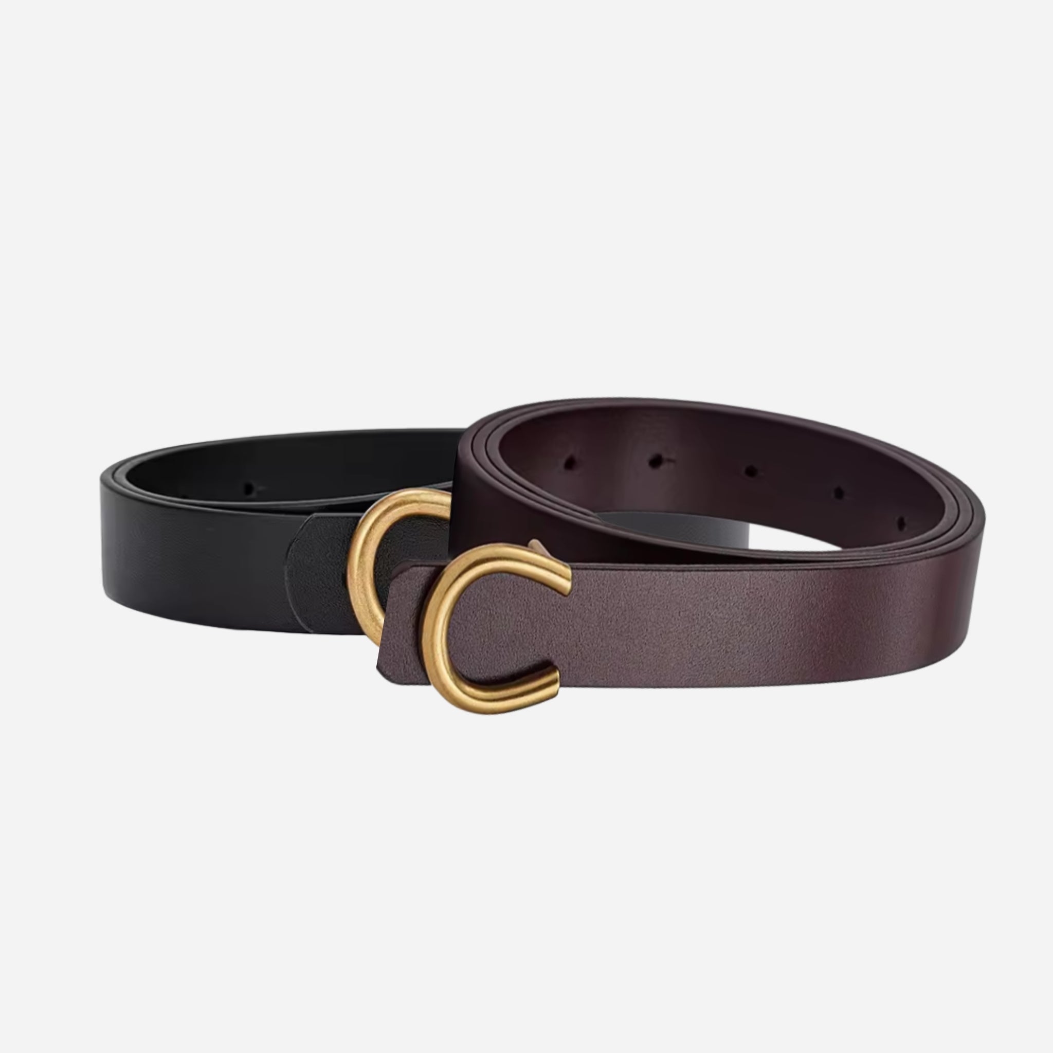 Black and Brown Ladies 28mm Top Grain Leather Belt with an Antique Gold Buckle - BeltUp Leather Co.