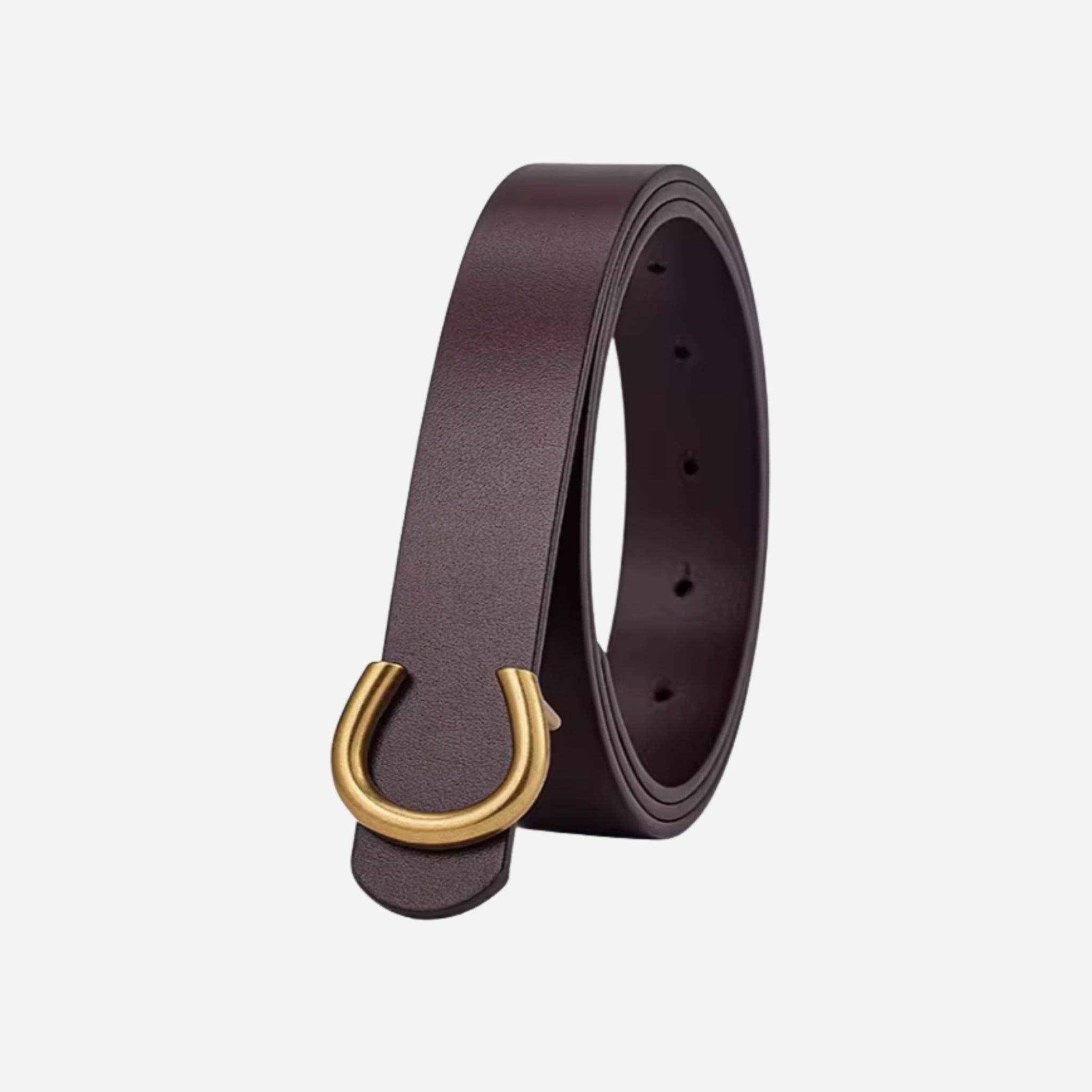Brown Ladies 28mm Top Grain Leather Belt with an Antique Gold Buckle - BeltUp Leather Co.