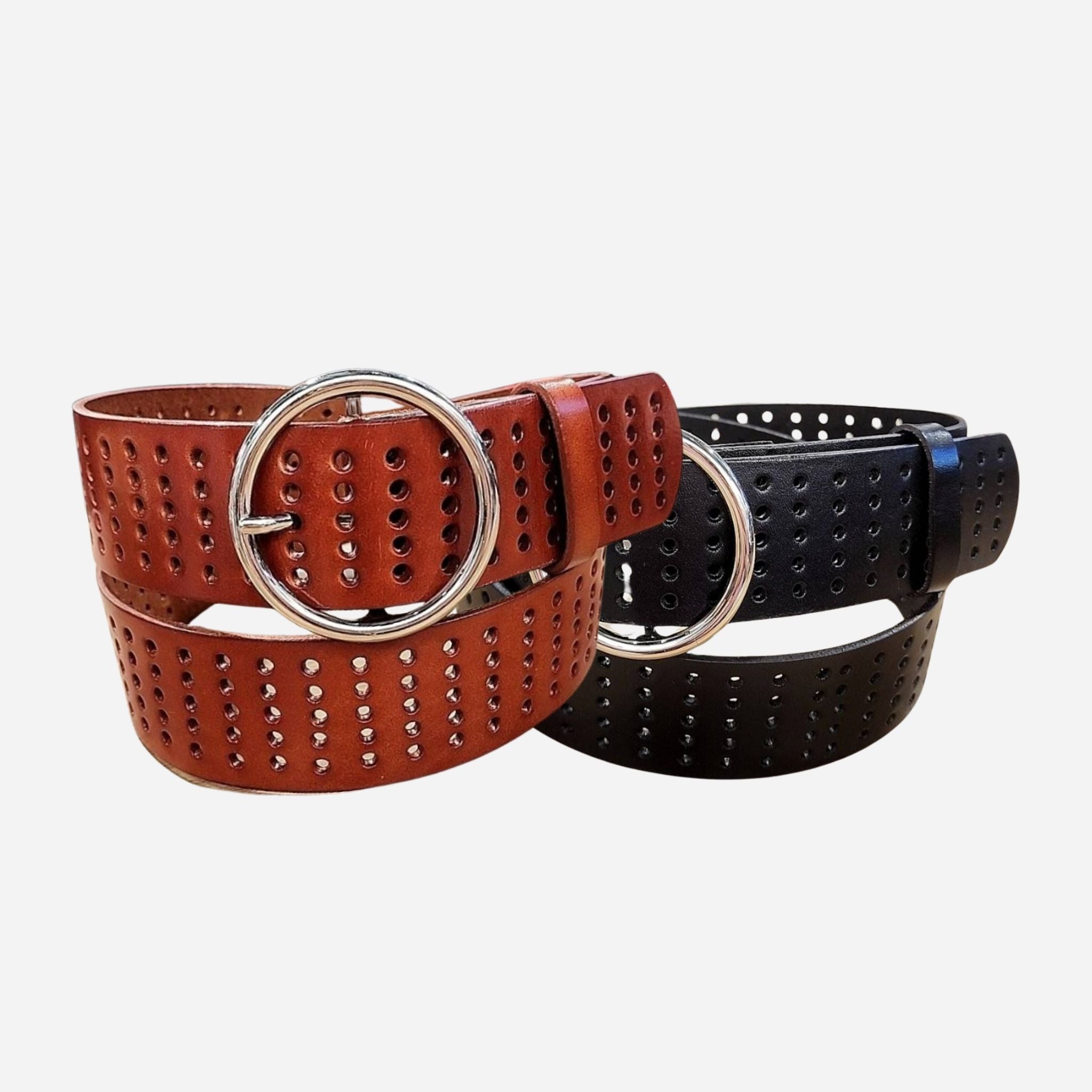 Black and Tan Ladies Wide 50mm Top Grain Leather Belt | Miranda - BeltUp Leather Co.