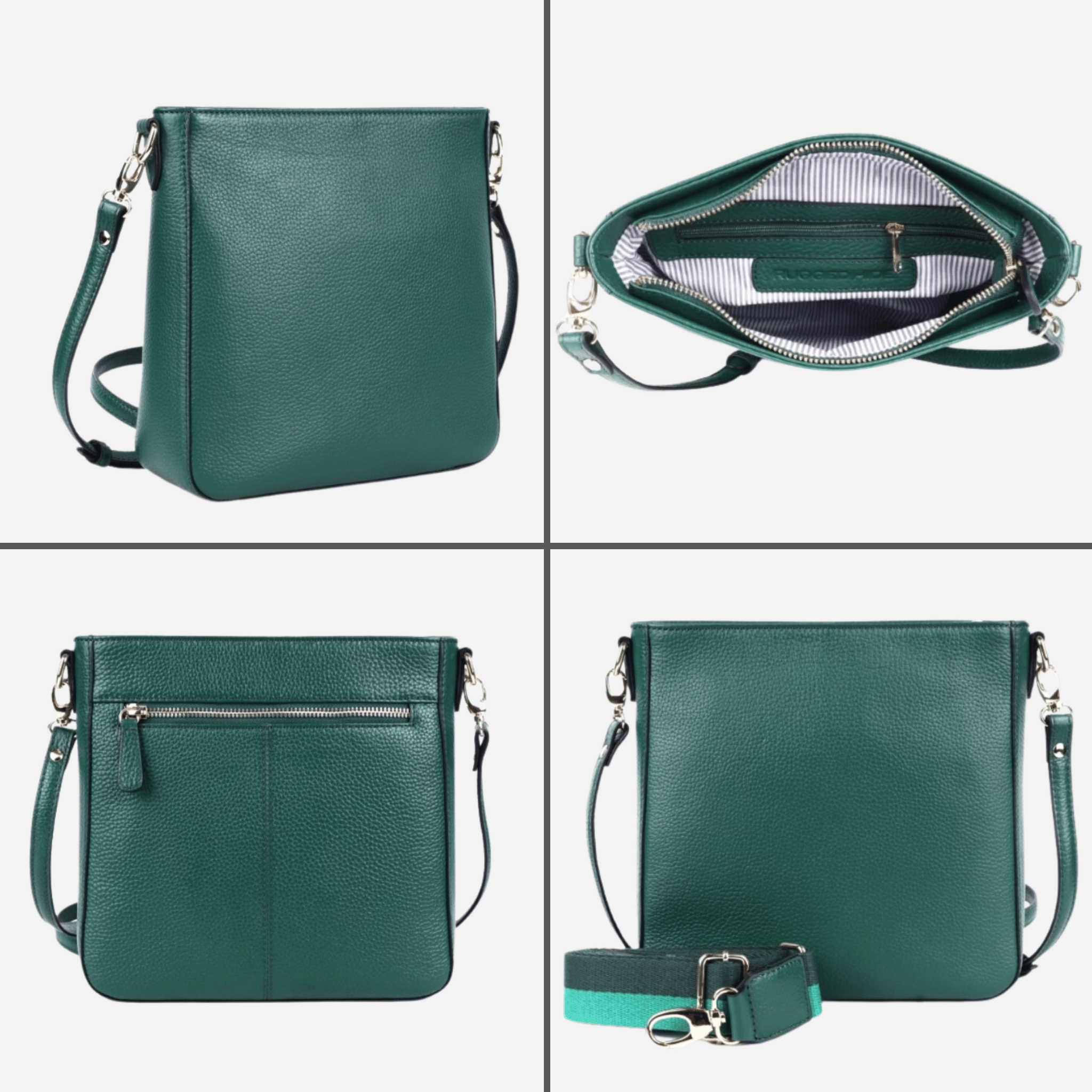 Multiple view points of Darwin Forrest Green Crossbody Handbag - BeltUp Leather Co.