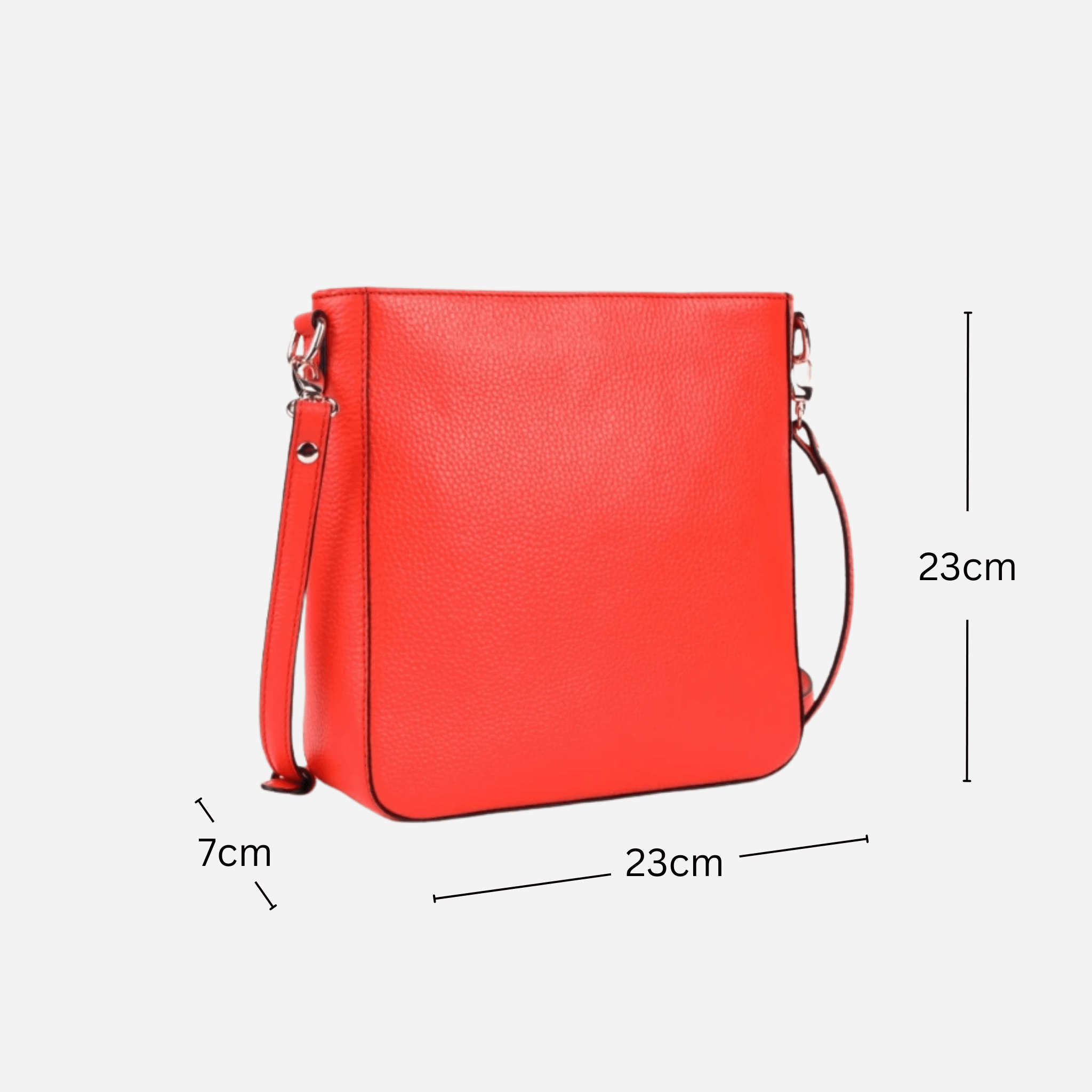 Measurements of Mandarin coloured Leather Crossbody Handbag - Darwin | BeltUp Leather Co.