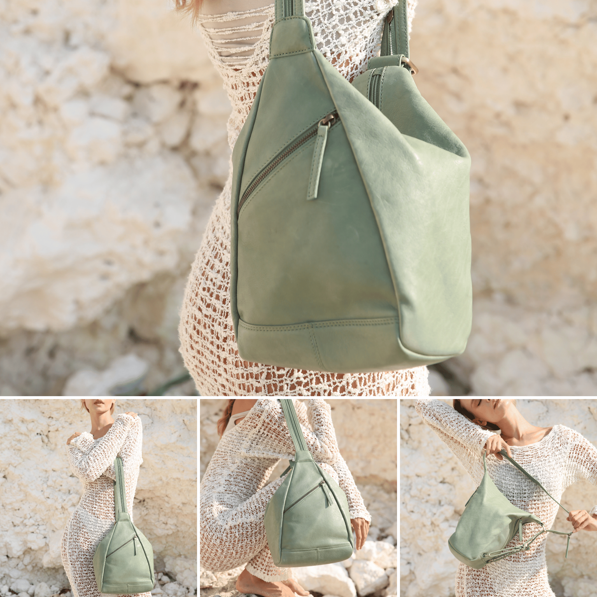 Mint Leaf Shoulder Bag/Backpack - Deb - BeltUp Leather Co.
