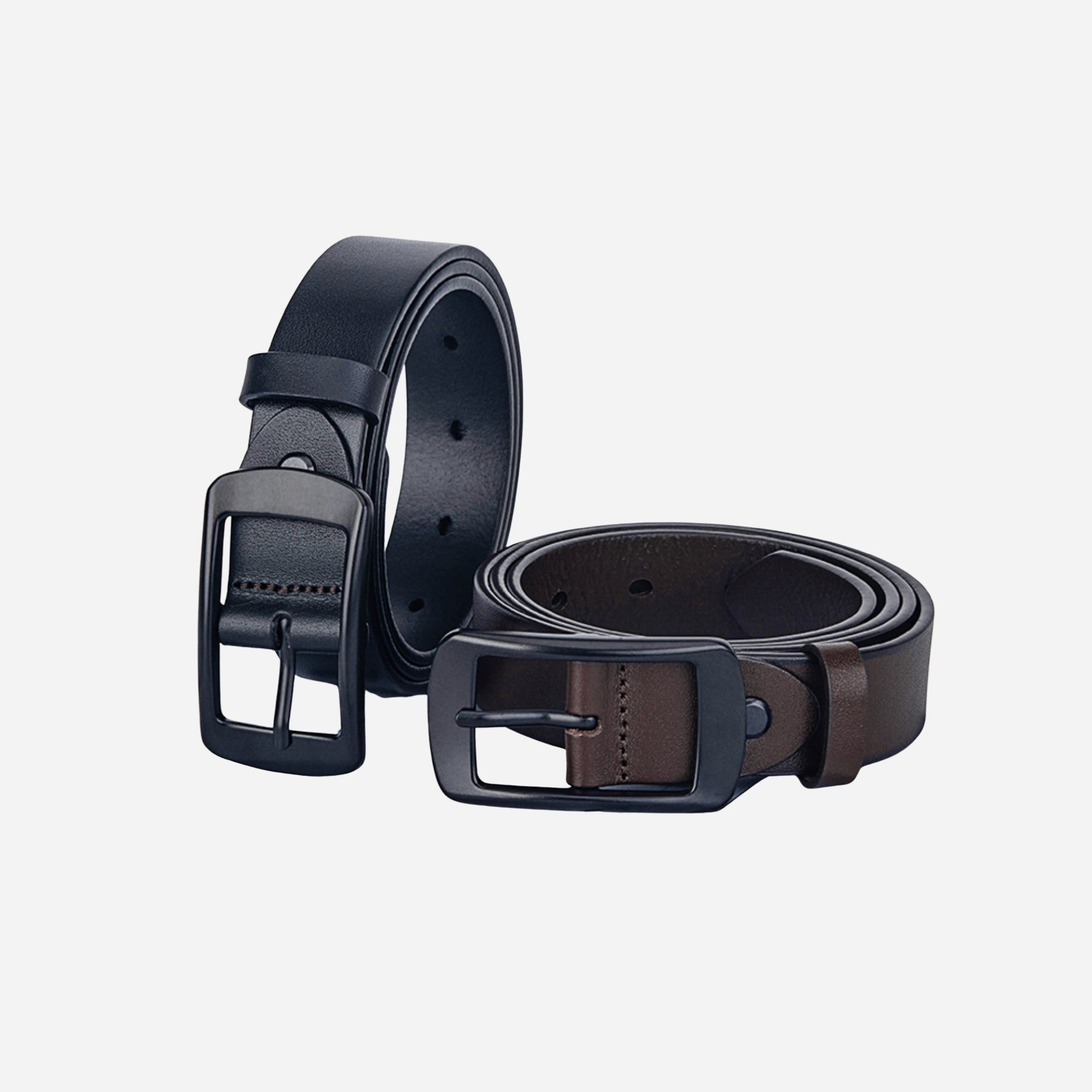 28mm Black and Brown Leather Belt with Black Buckle - BeltUp Leather Co.