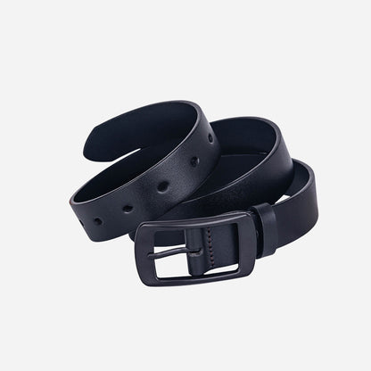 28mm Black Leather Belt with Black Buckle rolled up - BeltUp Leather Co.