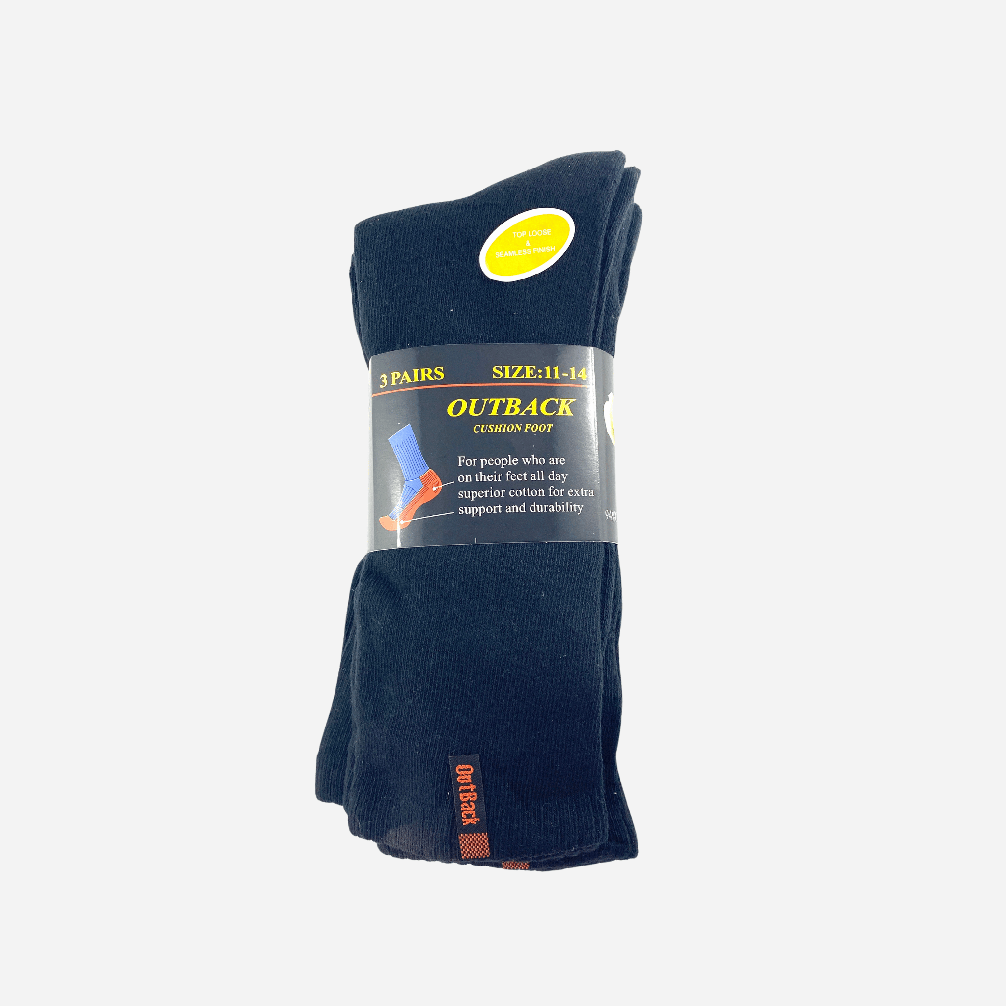 3 x Outback Socks - Black - BeltUp Leather Co.