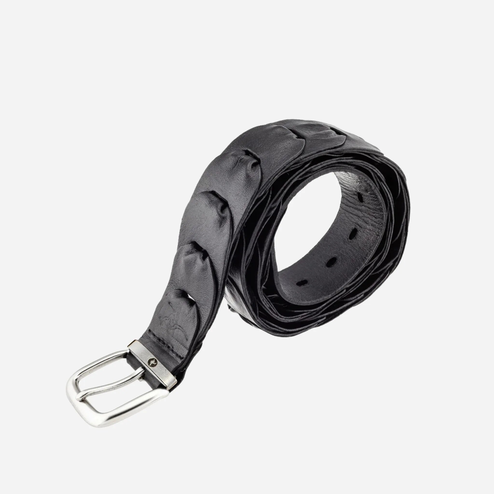 32mm Linked Kangaroo Leather Belt | Black & Tan - BeltUp Leather Co.