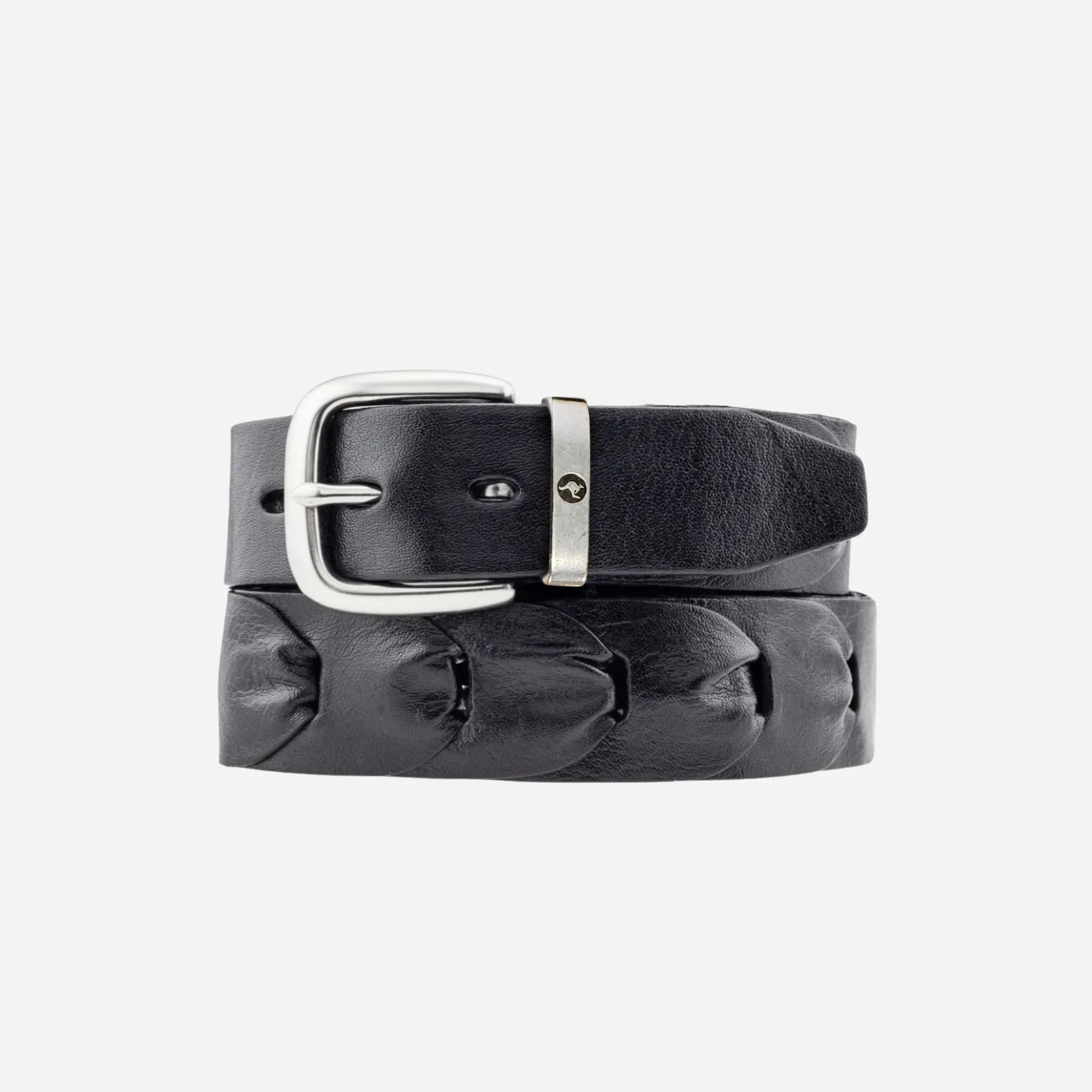 32mm Linked Kangaroo Leather Belt | Black & Tan - BeltUp Leather Co.