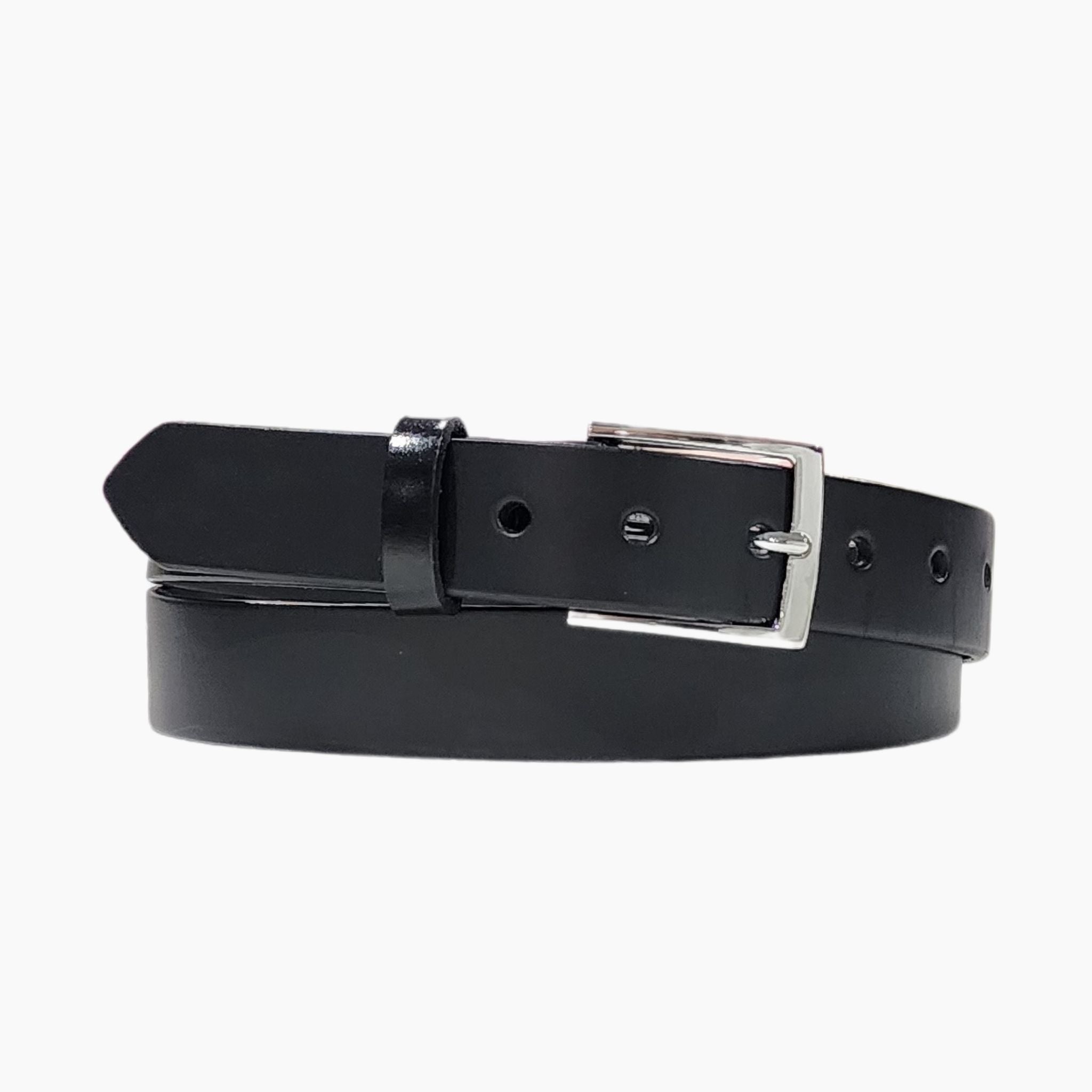 35mm | Black Leather Belt | Polished Silver Buckle and Leather Keeper | BeltUp - BeltUp Leather Co.