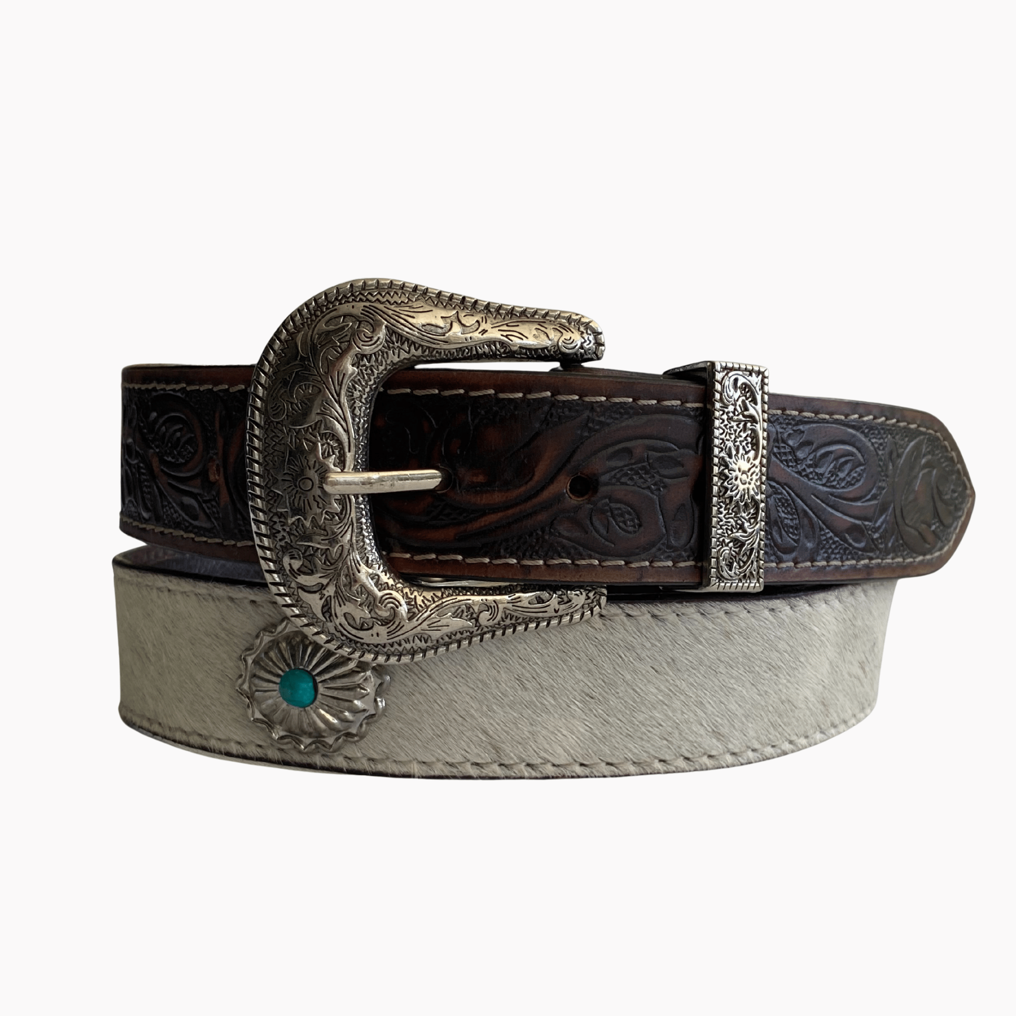 38mm | Hair On Hide | Western Concho Belt - BeltUp Leather Co.