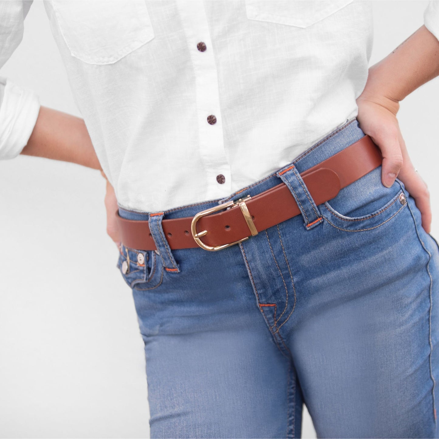 35mm | Tan | Dress Belt | Slim Gold Buckle