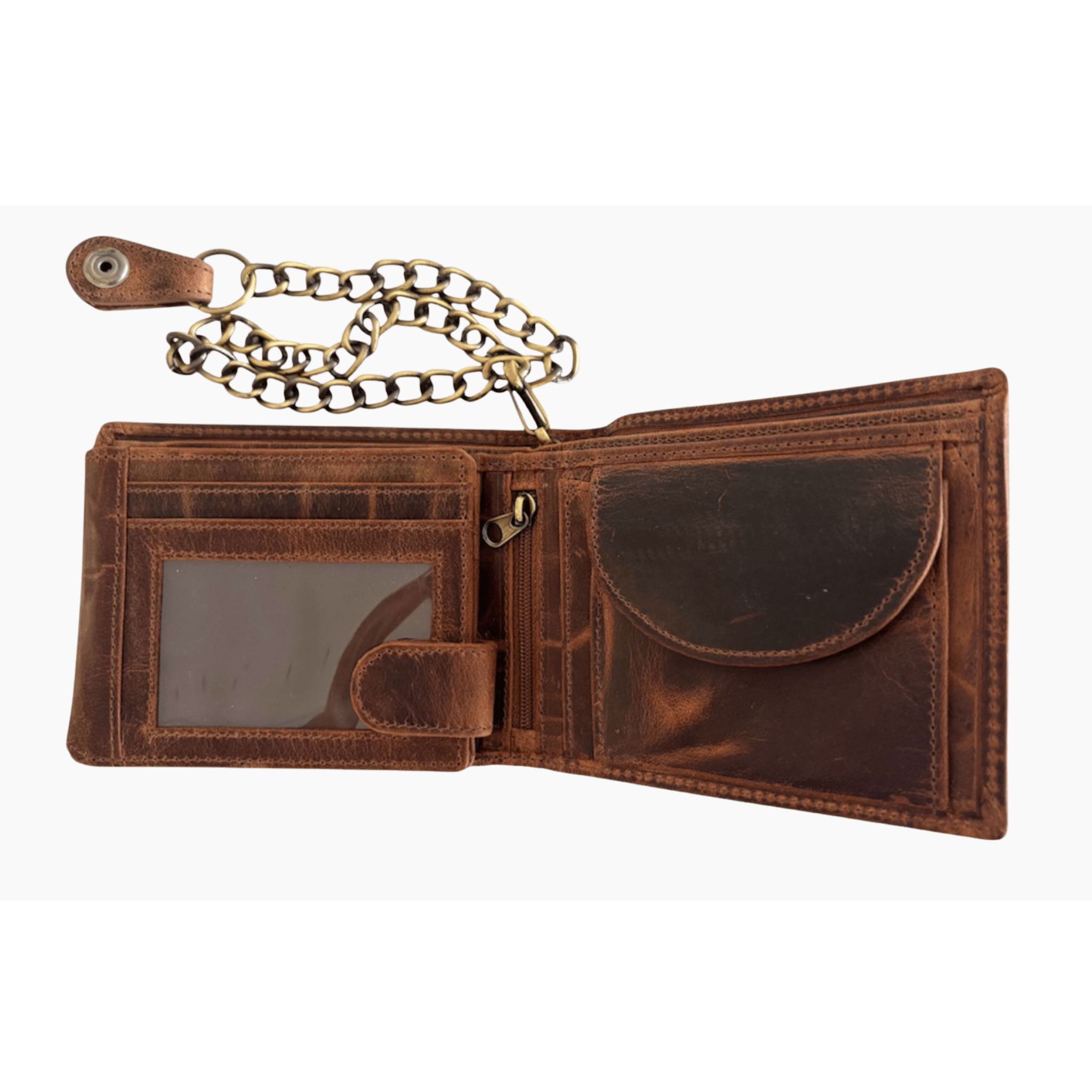 Inside view of Brown Chain Wallet | Rugged Hide - BeltUp Leather Co.