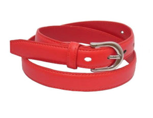 Thin Red Belt with Rounded Buckle - 24mm Width - BeltUpOnline