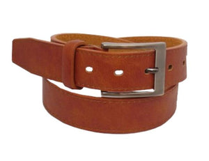 Brown Dress Belt with Brushed Gun Metal Grey Buckle- 35mm Width - BeltUpOnline