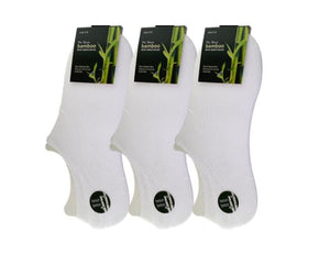 3 x Bamboo No Show Ankle Socks Womens - White - BeltUpOnline