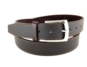 Dark Brown Textured Belt with Stitching for Smart Casual Wear- 35mm Width - BeltUpOnline
