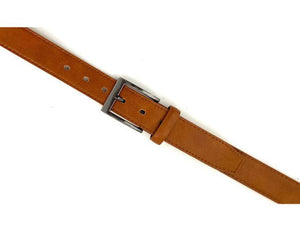 Brown Dress Belt with Gun Metal Grey Buckle- 35mm Width - BeltUpOnline