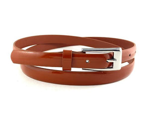 Brown Thin Ladies Belt with Nickel Buckle- 18mm Width - BeltUpOnline