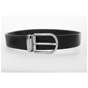 Black Italian Leather Belt with Gun Metal Grey Buckle - 35mm Width - BeltUpOnline