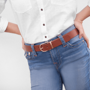 Ladies Tan Dress Belts 100% Leather- 35mm Width - BeltUpOnline