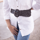Ladies Wide Brown Woven Leather Belt - 60mm Width - BeltUpOnline